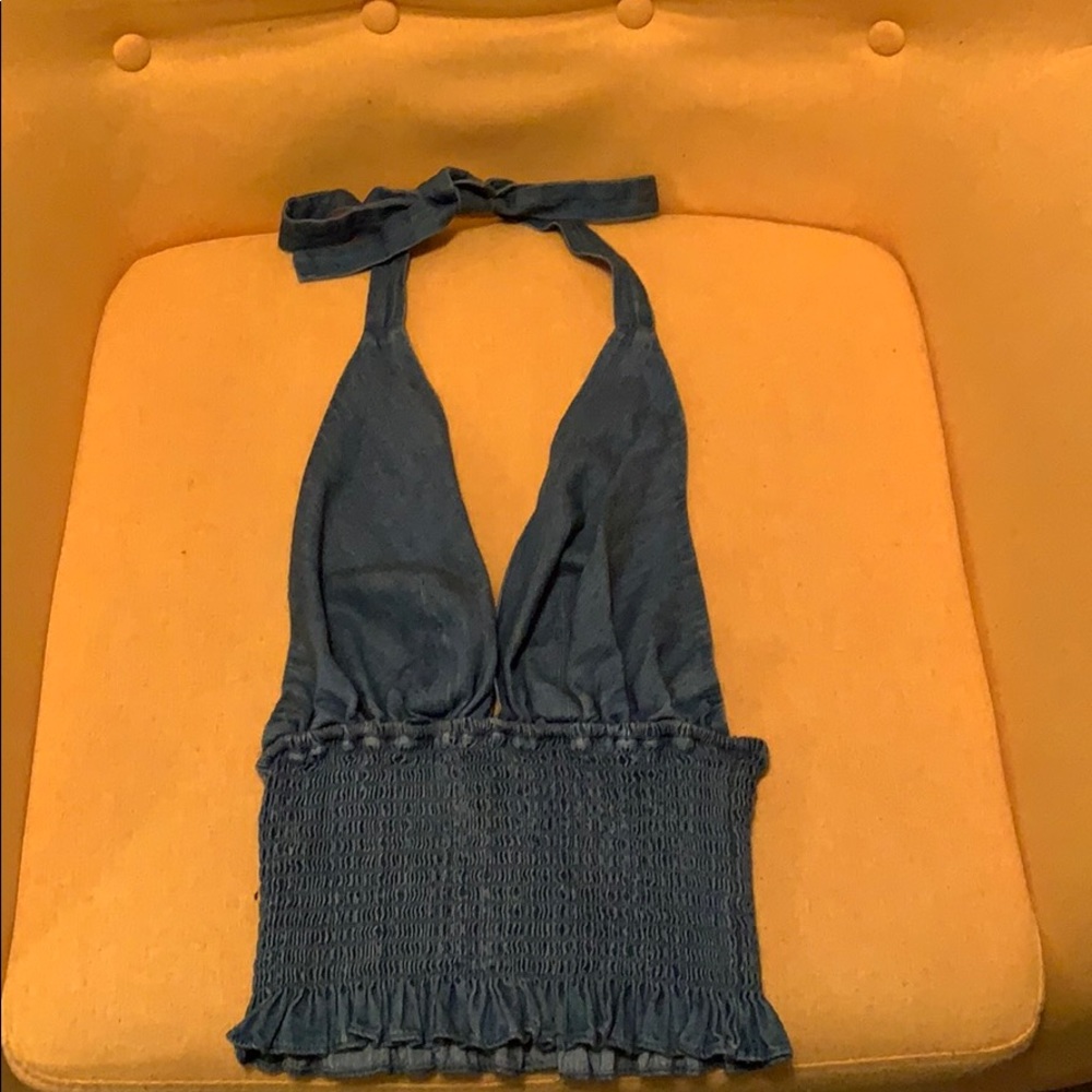 Backless Denim Halted Top